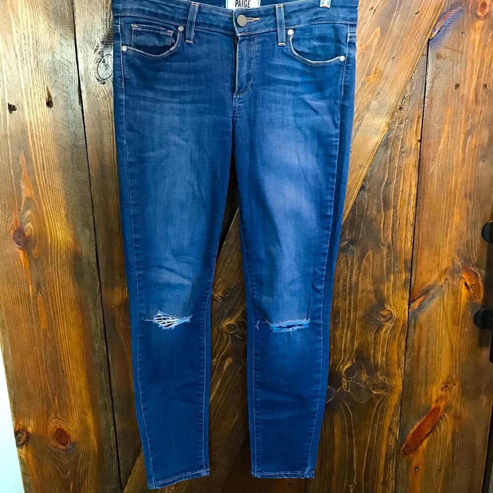 Distressed Paige skinny jeans